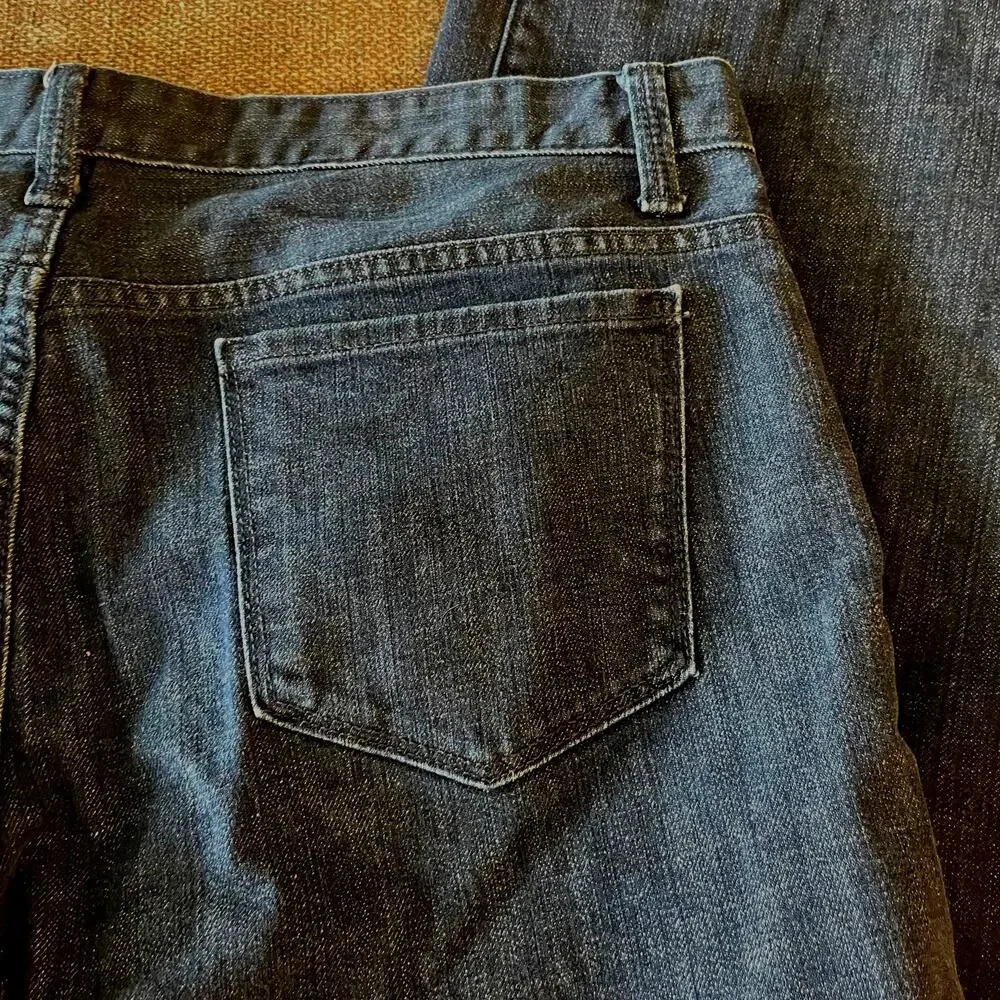 Talbots women's blue denim jeans sz 14 boot cut classic dark wash denim casual